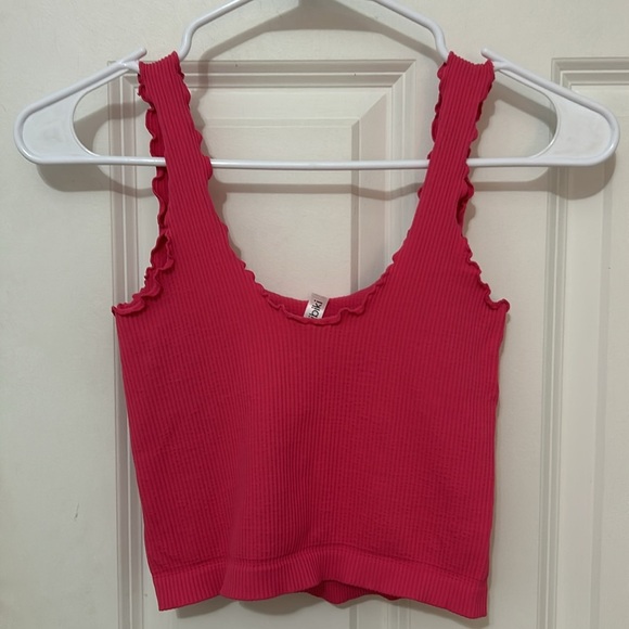 Nikibiki Ribbed Crop Tank Top Pink One Size - Picture 4 of 8